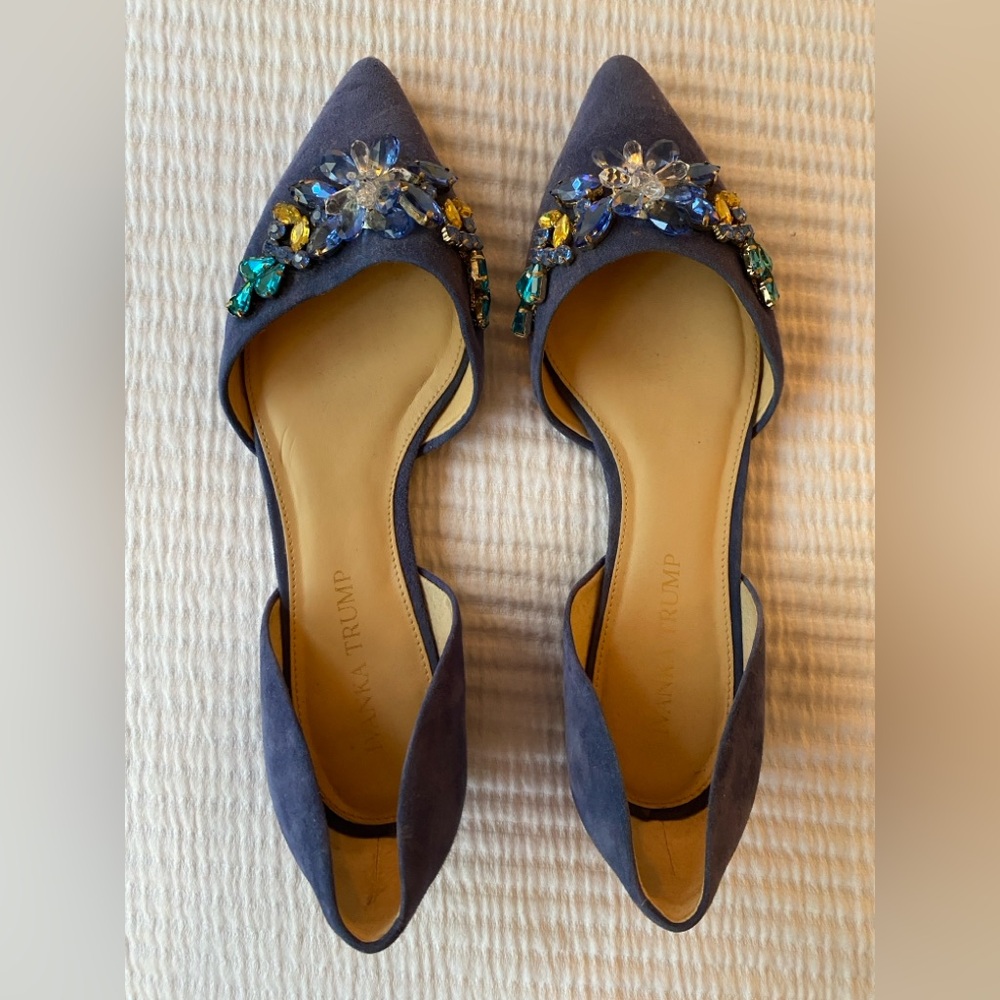 Ivanka Trump Trika D’Orsay Blue Suede Flats Size 7.5
